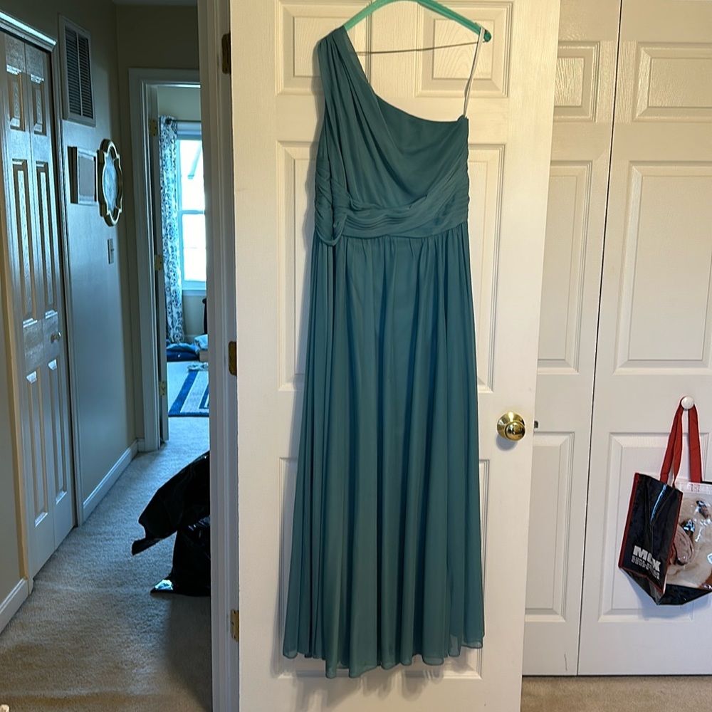 One Shoulder Bridesmaid Dress- Teal Blue